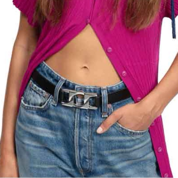 rag & bone Olympus Belt Black with Silver Buckle - Picture 5 of 11